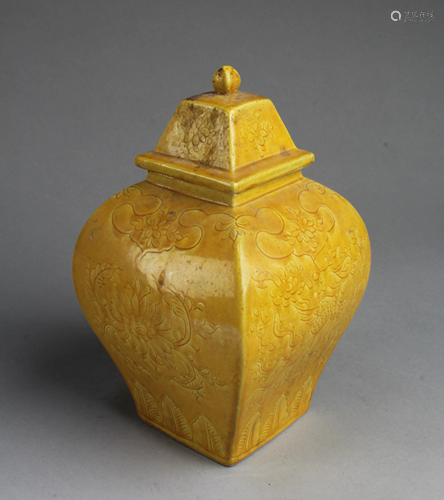 Chinese Famille Jaune Porcelain Jar