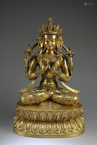 A Ming Styled Gilt Bronze Bodhisattva Statue