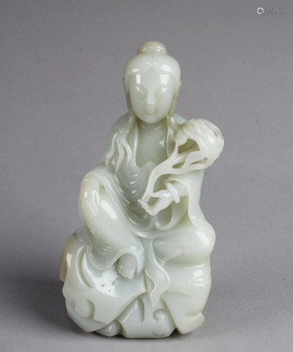 Chinese Carved Jade Guanyin Statue