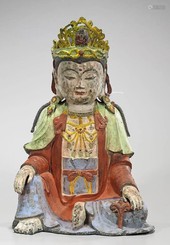 Chinese Polychrome Bronze Buddha Statue