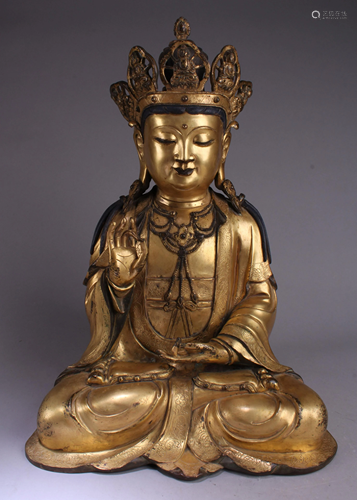 Chinese Gilt Bronze Bodhisattva Statue