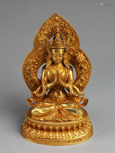 Chinese Gilt Bronze Bodhisattva Statue