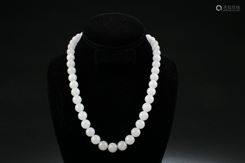 A Chinese Jade Bead Necklace