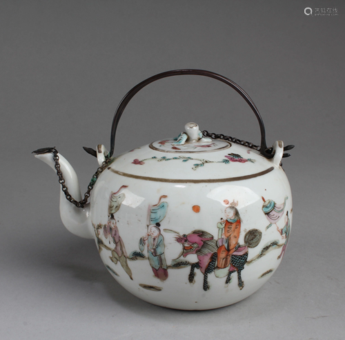 Chinese Fencai Teapot, 19th Century