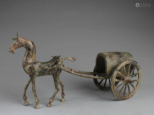 Chinese Bronze Horse -Carriage Statue