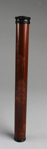 A Carved Bamboo Joss Stick Holder