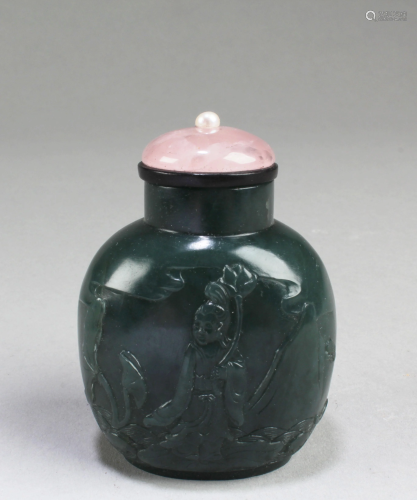 A Spinach Jade Snuff Bottle