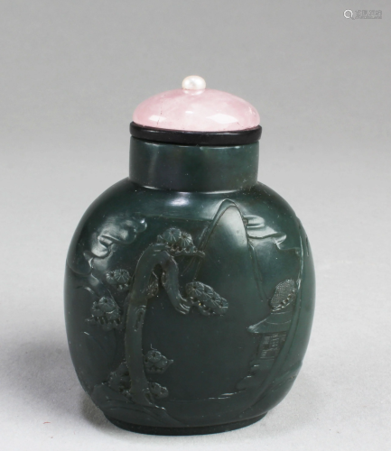 A Spinach Jade Snuff Bottle