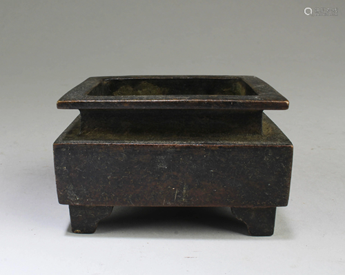 Chinese Bronze Rectangular Shaped Censer