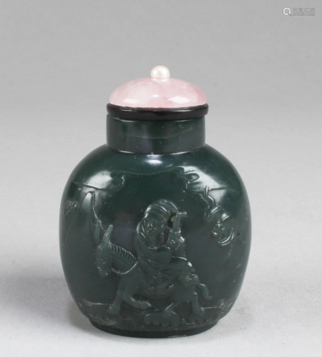 A Spinach Jade Snuff Bottle