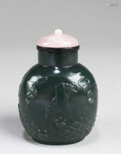 A Spinach Jade Snuff Bottle