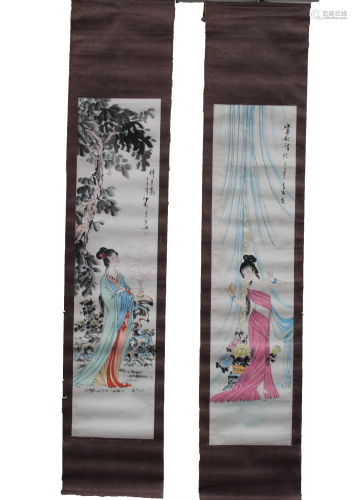 A Pair of Chinese Hanging Scroll Painting