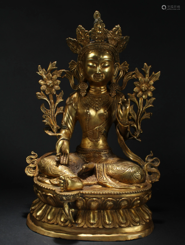 An Estate Chinese Gilt Lotus-seated Massive …