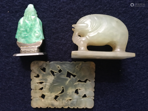 A Jade Elephant Decoration, 1 Â¾ x 1 x 1…