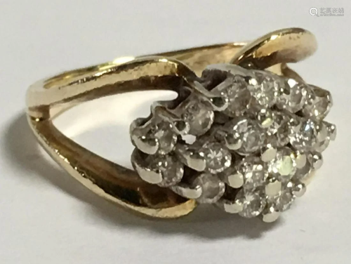 14k Gold And Diamond Cluster Ring, 2.9…