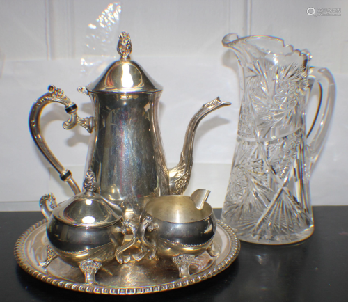 A Set of Silver Coffee Pot with a Cristal …