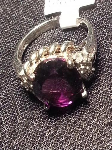 Genuine 3.21 ctw Amethyst & Diamond Ring …