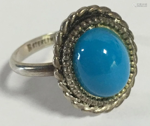 Sterling Silver Ring W/ Turquoise Stone, Marked