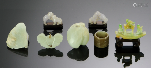 7 Chinese Jade & Jadeite Carvings, 18th-Rep…