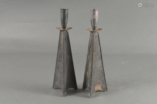 Pair of Danish Modern Silverplate Candle…
