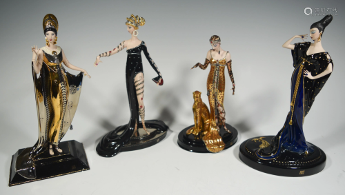 Franklin Mint & Erte, 4 Boxed Porcelain Figures