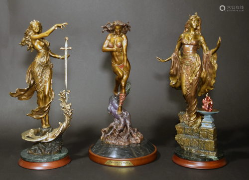 Franklin Mint, 3 Bronze Fantasy Figures