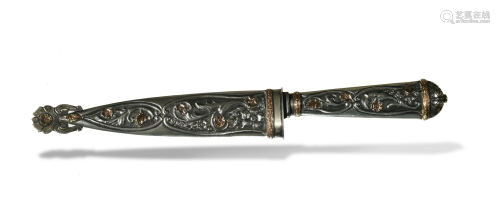 Coin Silver Knife with 18K Gold Trim