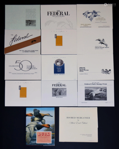 14 Federal Duck Stamps & Lithos & Book