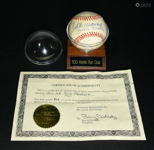 Autographed 500 HR Club Baseball with Certifi…