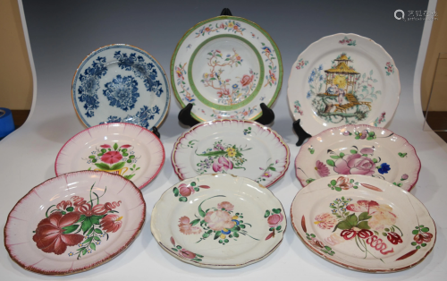 9 French Porcelain & Faience Plates, Luneville