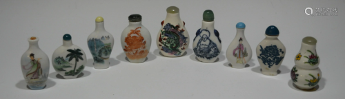 9 Chinese Painted Porcelain Snuff Bottles