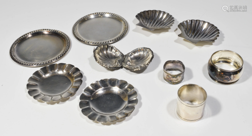 10 Small Sterling Silver Dishes, Napkin Rings