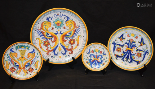 4 Italian Umbrian Pottery Plates