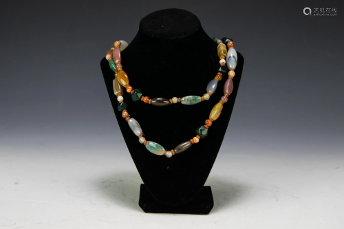 4 Necklaces- Agate, Faux Coral Bead & 925 M…