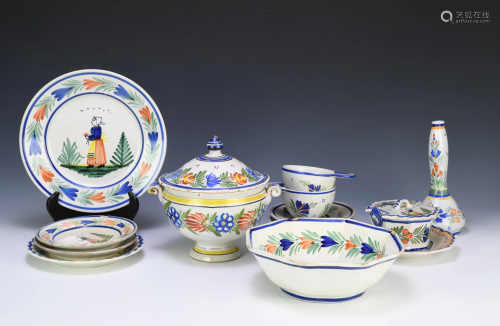 12 Quimper Mistral Blue French Pottery, 19th C…