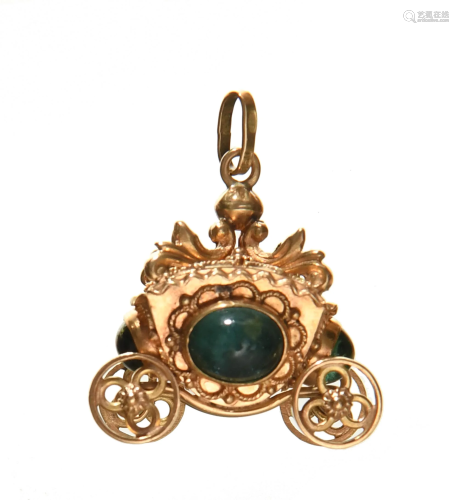 18K Gold Carriage Pendant with Green Tourm…