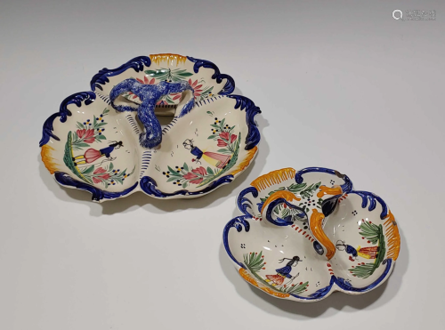 2 HB Quimper French Faience Serving Tra…