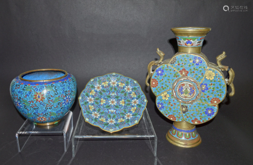 3 Chinese Cloisonne Items