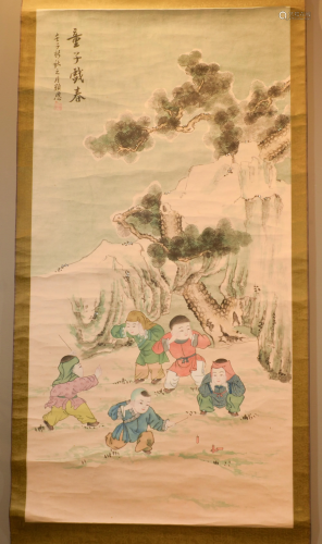 Chinese Painting of Children on New Year, Re…