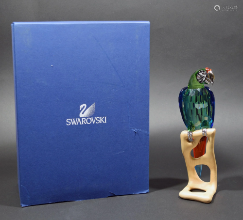 Swarovski, Boxed Green Macaw with Chrom…