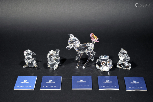 Swarovski, 5 Boxed Bambi Characters