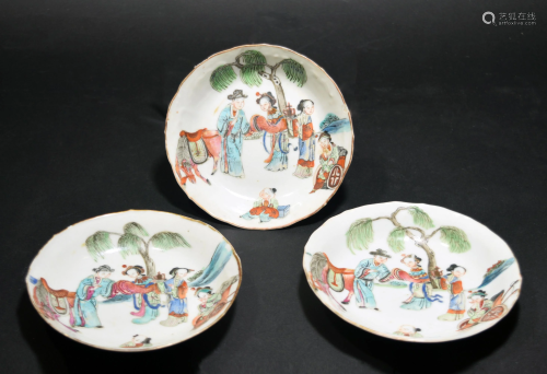 3 Chinese Dishes, 19th Century