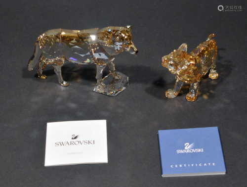 Swarovski, 2 Boxed SCS Figures, Wolf & Tiger …