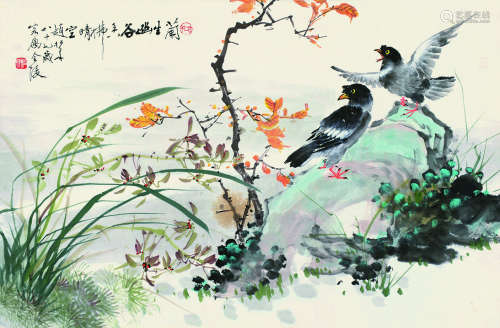 赵松泉（1914～2012） 兰生幽谷 镜片 设色纸本