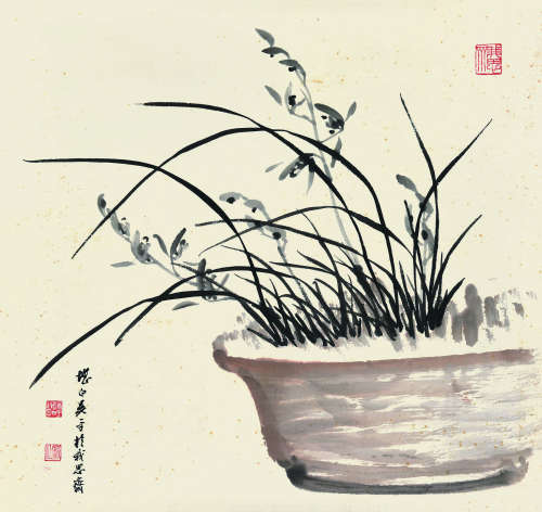 吴平（1920～2019） 兰草图 镜片 设色纸本