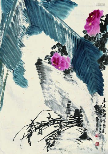 吴平（1920～2019） 乙酉（2005）年作 芭蕉清趣 镜片 设色纸本
