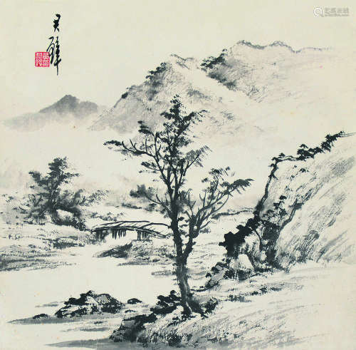 黄君璧（1898～1991） 幽景 镜片 水墨纸本