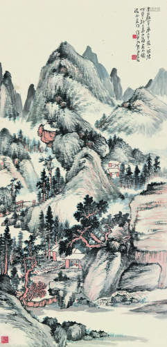 唐云（1910～1993） 戊寅（1938）年作 千岩翠岚 立轴 设色纸本