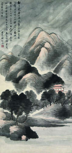 林纾（1852～1924） 庚申（1920）年作 春雨山居 立轴 设色纸本