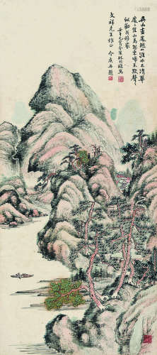 林兆禄（1887～1966） 壬午（1942）年作 松山孤棹 立轴 设色纸本